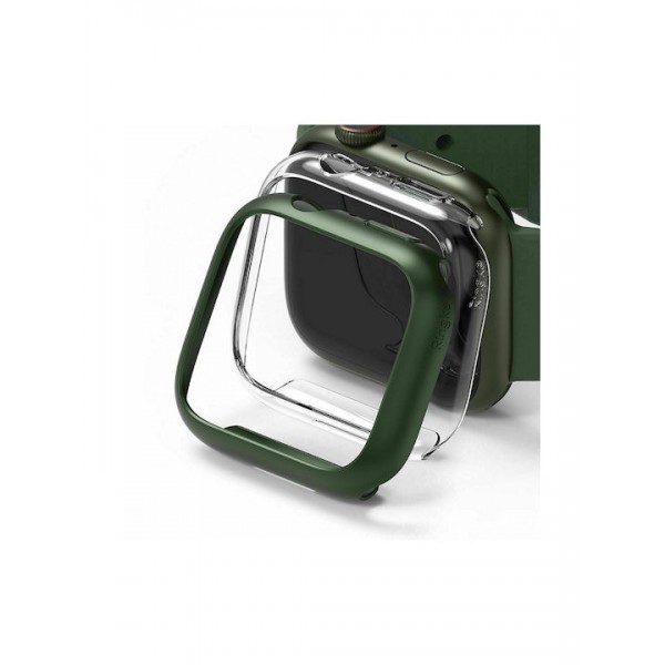 Ringke Slim 2-Pack Πλαστική Θήκη Clear & Deep Green για το Apple Watch 45mm